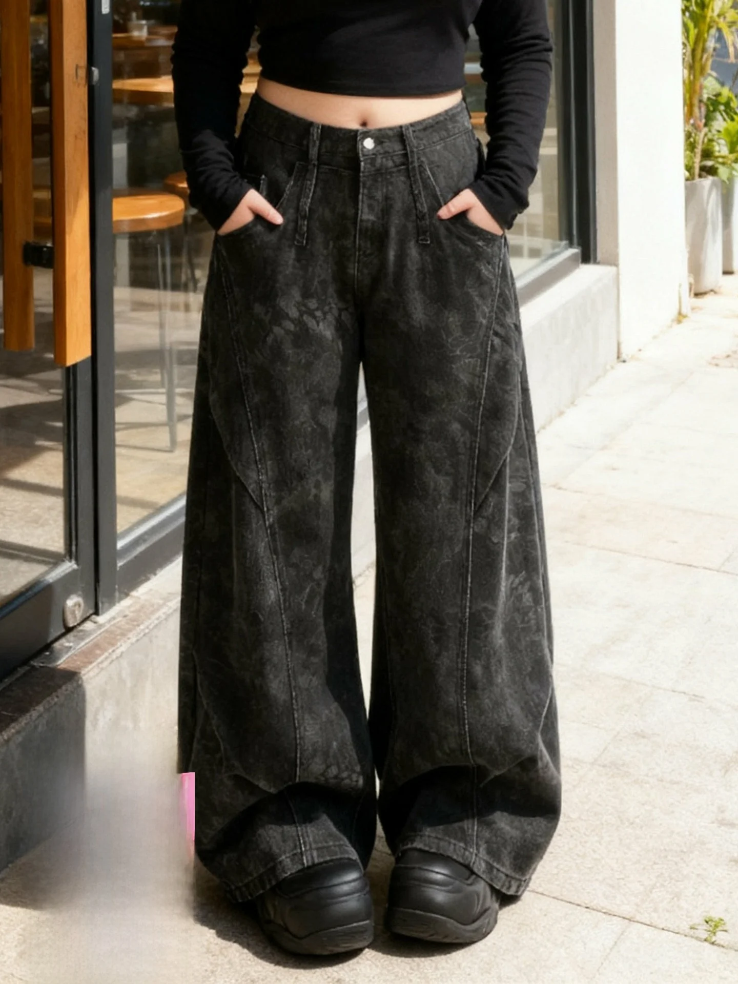 

Tie Dye High Waist Thin Denim Jeans Women's Summer New Versatile Straight Leg Pants Lazy Style American Blue Jeans