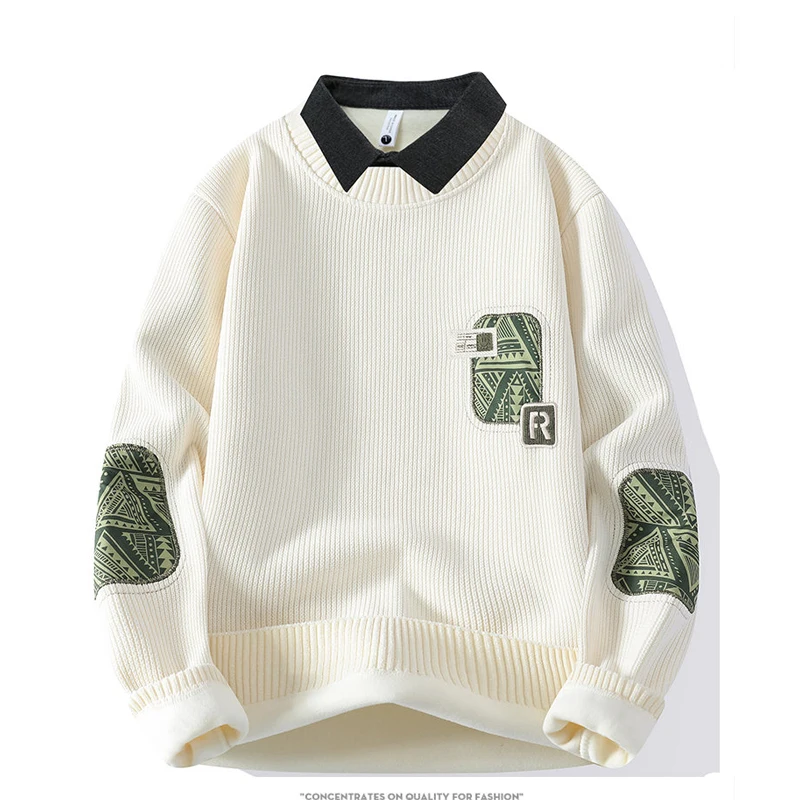 سترة للرجال بلوفرات غير رسمية ملابس رجالية ربيعية للرجال قميص رجالي ملابس الشارع الشهير متماسكة موضة الخريف Hombre دافئ متين