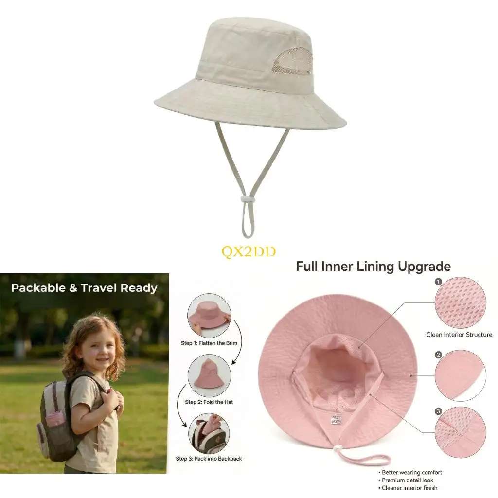 

QX2D Toddler Sun Hat With 8cm Brimmed Lightweight Packable For Ages 1 To 3 Years Unisex