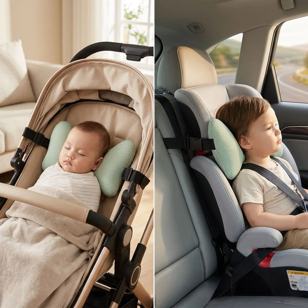 New Car Seat Neck Support Pillow, Dot Particle Bead Pillow, Kids & Adult Car Headrest, Sleeping Travel Pillow Accessory