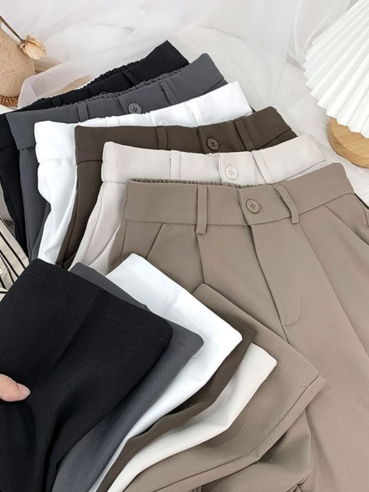 

High Waist Nine-Tenths Suit Pants Women's Casual Straight Leg Harlan Long Pants Spring Autumn New Style Slimming Smoke Tube