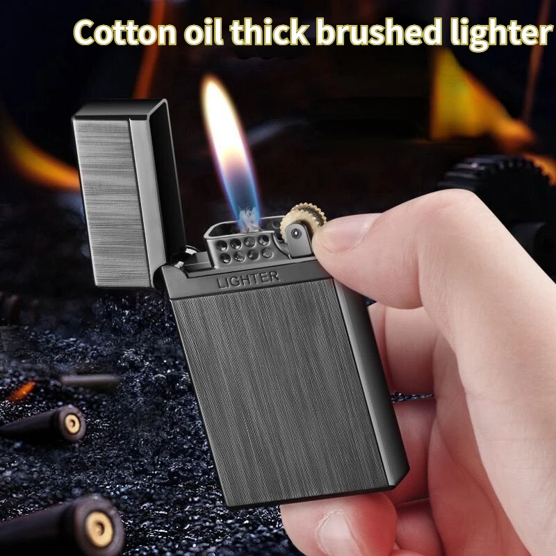 

Langsheng-Portable Metal Kerosene Lighter for Men, Grinding Wheel, Fuel Creative, Ultra-Thin, Business Cigarette Lighter, Hot-se