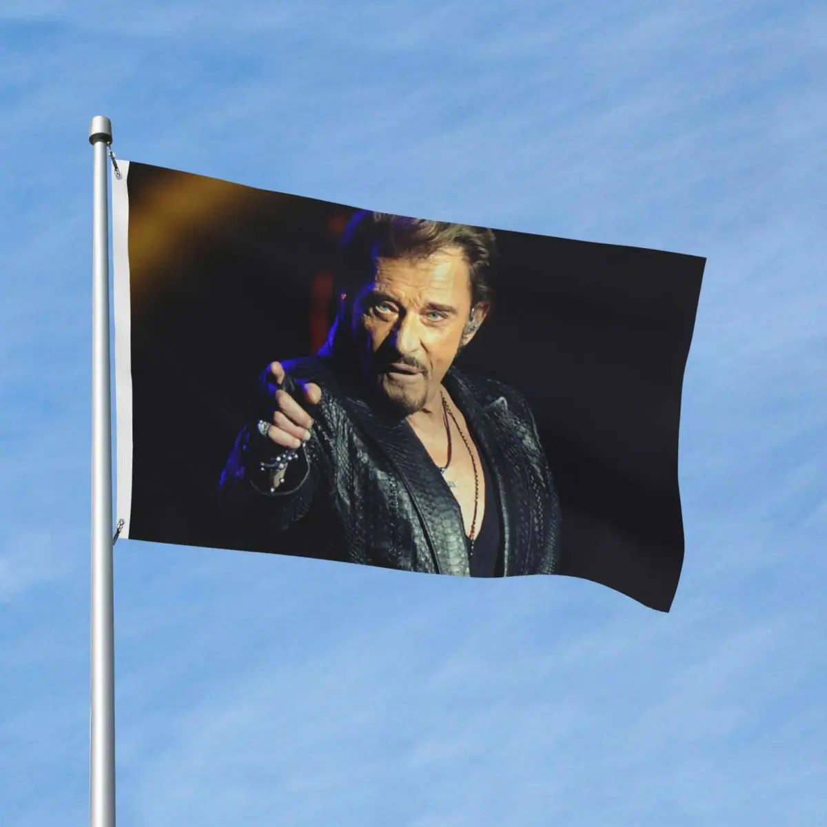 Johnny Hallyday Rock Star Flag Outdoor Banner 2 Grommets Singer Decoration Fade Proof 2x3 3x5 4x6 5x8 FT Flags