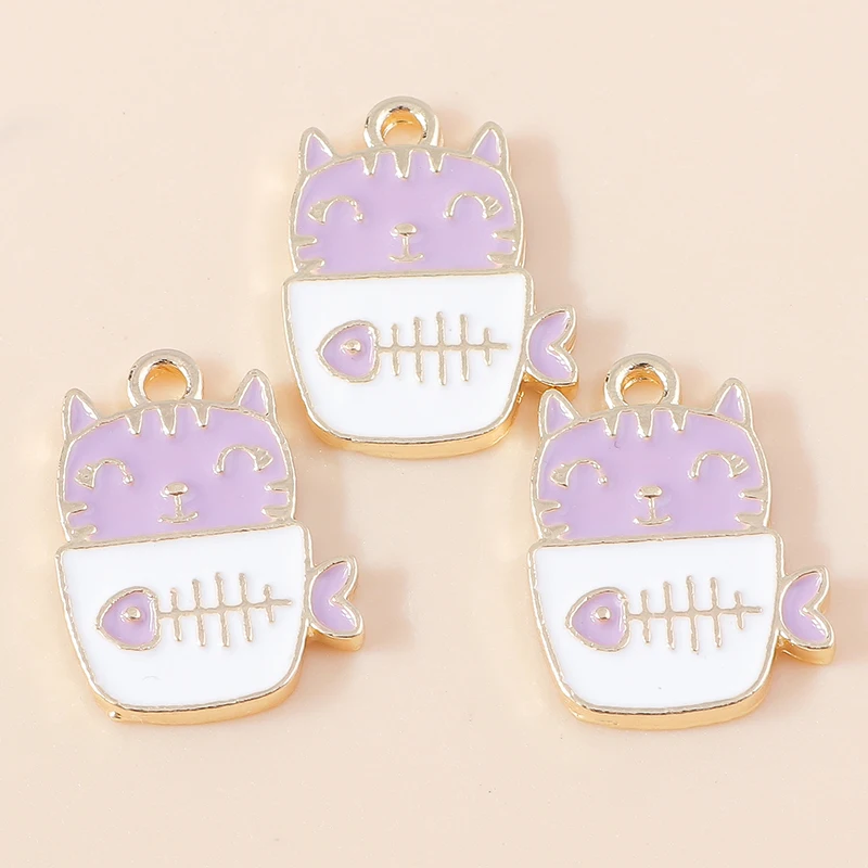 20 Stück Cartoon Tier Charms Emaille Katze Charms Anhänger für Schmuckherstellung Tropfen Ohrringe Halsketten Armbänder Zubehör DIY Geschenk – Detail 3