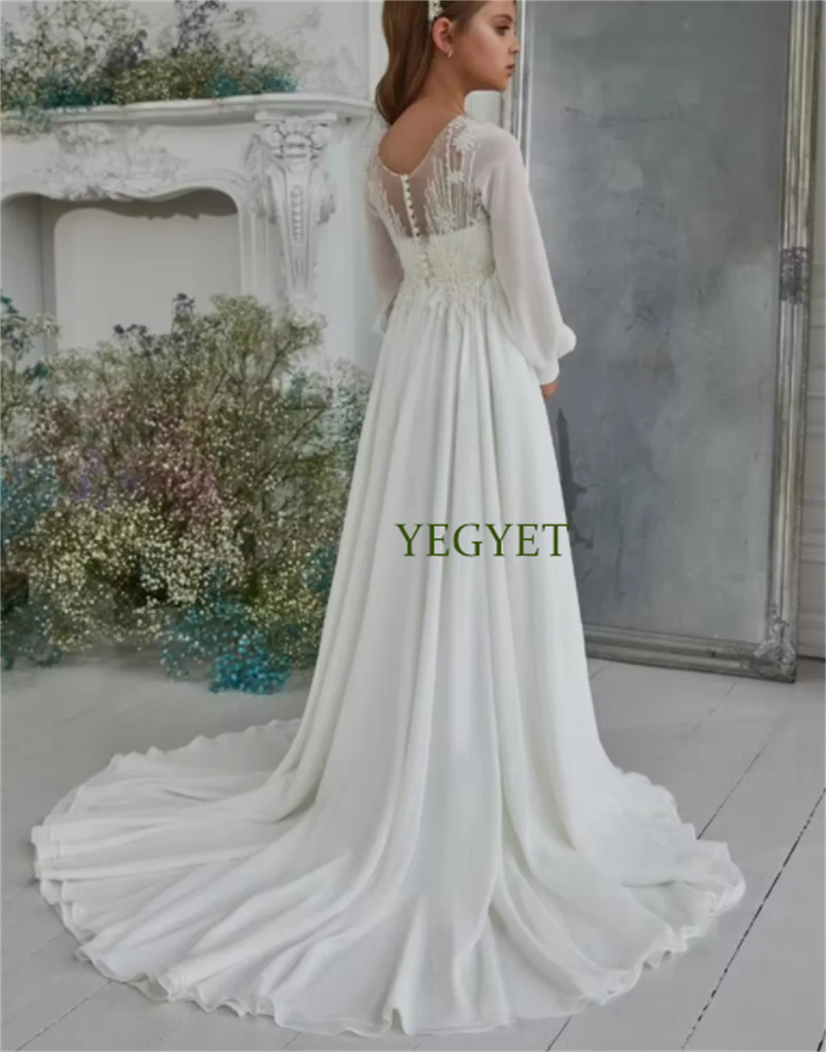 

CustomizedIvory Lace Flower Girl Birthday Wedding Party Kid Tulle Gown Cute Girl Long Sleeve Communion Dress robe fille enfant