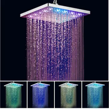 8吋方形LED淋浴噴頭,7種顏色變換,浴室照明,雨淋式花灑,高壓雨淋式花灑 8 最佳銷售 淋浴噴頭下雨 - №1