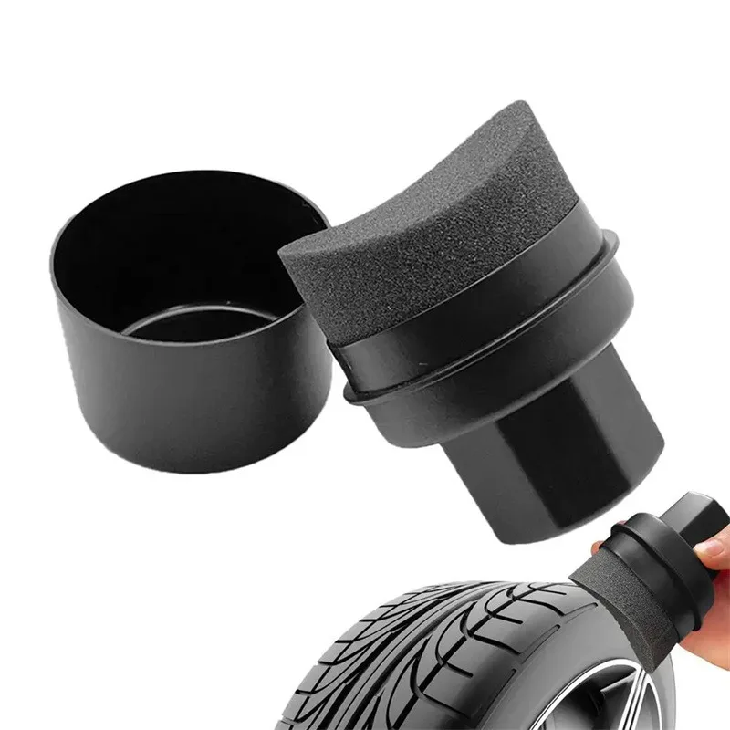 Car Tire Waxing Sponge Car Wax Applicator Pad With Lid Curved Shaped Easy Waxing Tire Sponge Tire Cleaning Tools Detailing Brush view 6