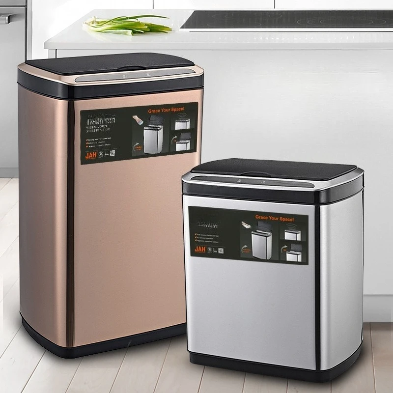 Large-capacity household, smart flip sensor trash can