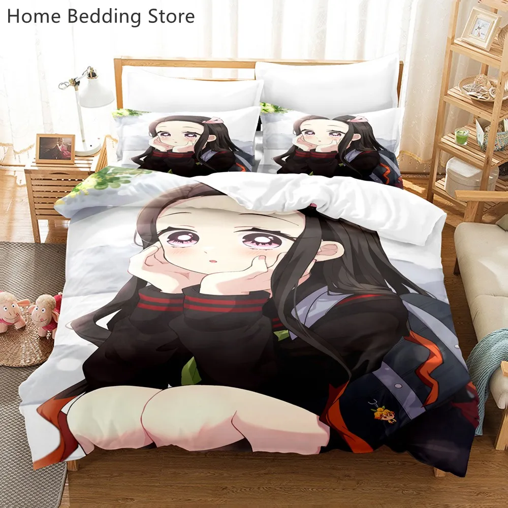 Imagem -06 - Demon Slayer Bedding Sets para Crianças Roupa de Cama Capa de Edredão Completo Gêmeo Rainha Rei Tamanho Único Kamado Nezuko Meninos Meninas Novo Anime