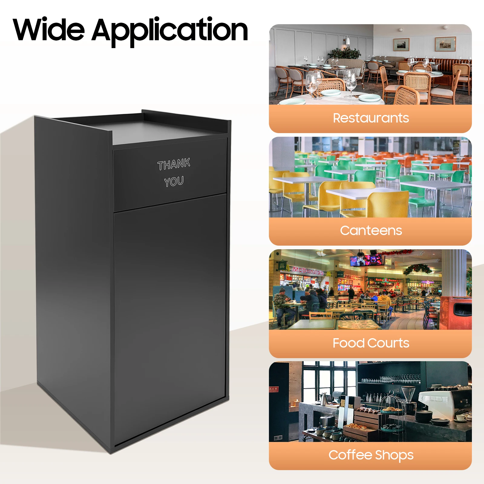 

Wooden Trash Can Cabinet W/ Tray Holder – 35 Gal Commercial Trash Bin W/ Trash Bag for Restaurants, Cafes, Kitchens& Offices