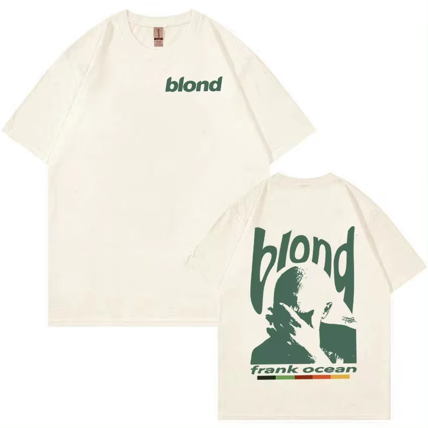 Rapper Frank Vintage Print T-shirt Summer Hip Hop Ocean Album Costume T-shirt Y2k Unisex Blonde Fashion Oversized Cotton T-shirt