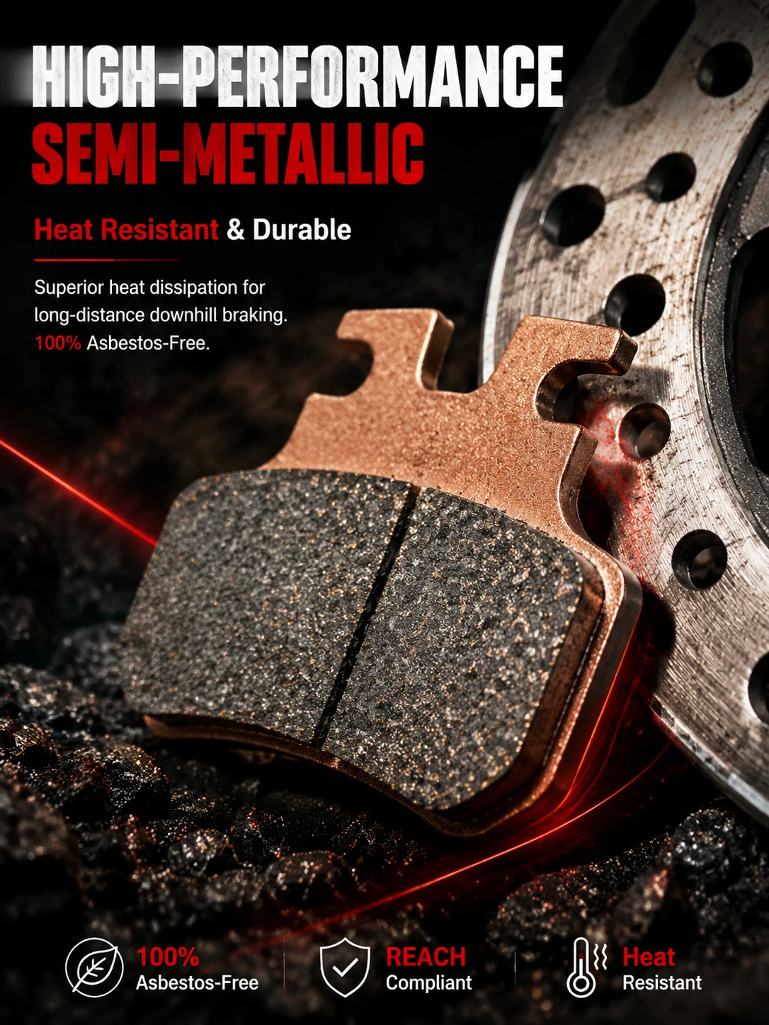 Semi-Metallic Ebike Brake Pads 4 Piston 2 Pairs for Himoto OWAYEBIKE WALFISK EKX KTET SN-V4 XD-SN-4P