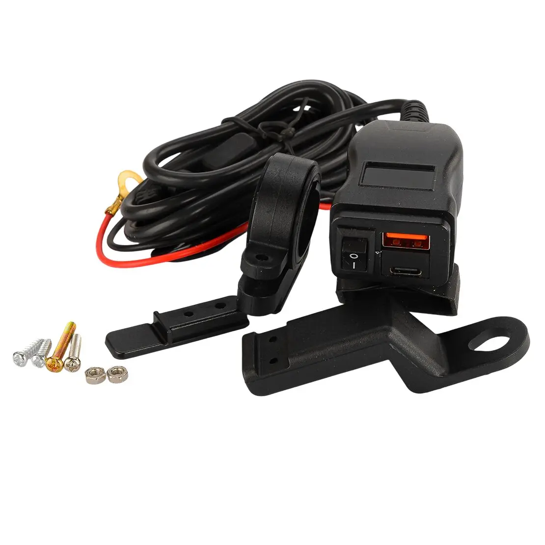 Pengisi Daya Cepat Port USB PD QC3.0 untuk Stang Sepeda Motor, Panel Soket Tahan Air, Adaptor Pengisian Daya Cepat