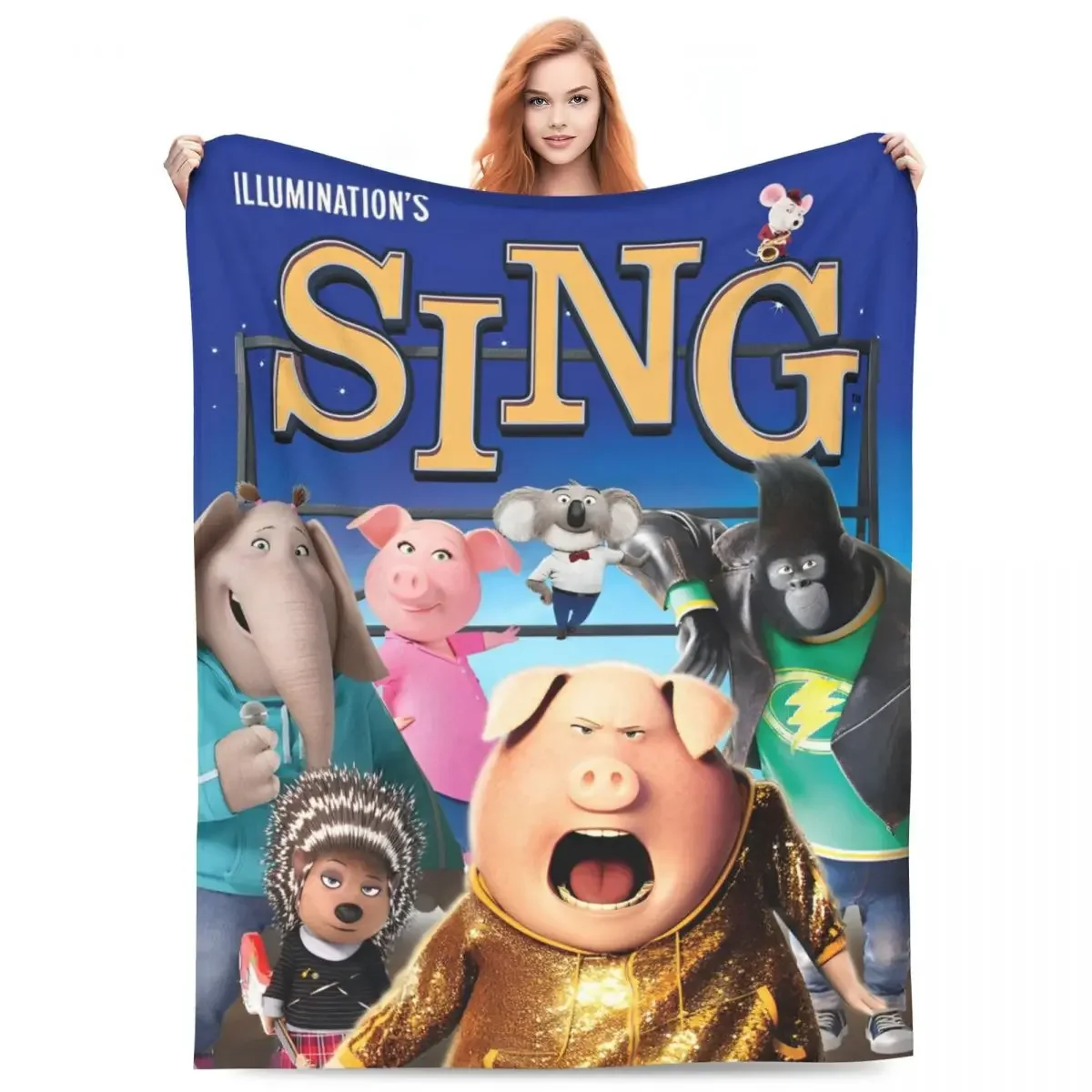

Sing Movie Characters Super Soft Throw Blanket for Winter Travel Couch Bed Print Bedspread