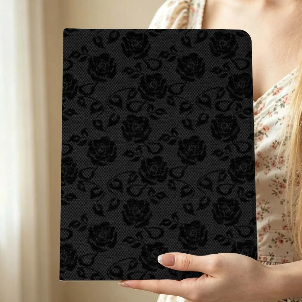 Black Floral Texture Pen Tray For Huawei MediaPad MatePad Honor Pro V6 9 V8 X9 X 10 13.3 12.3 11 11.5 Inch Tablet Case