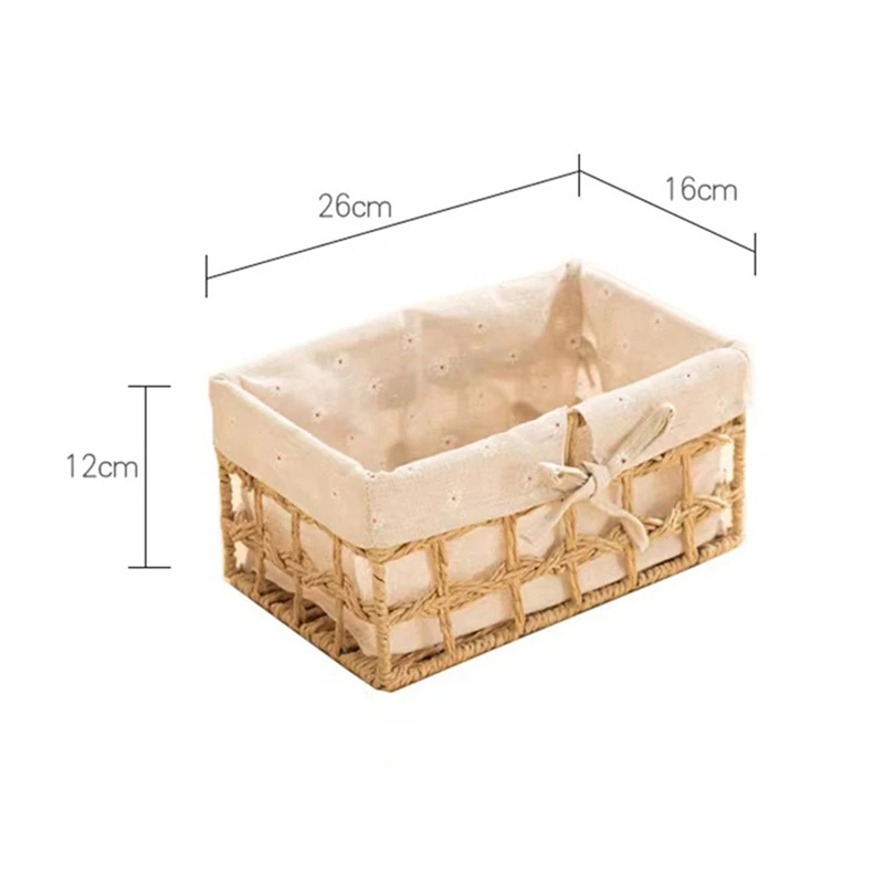 Wicker Storage Basket Hand-Woven Paper Rope Decorative Rectangular Wicker Basket Cube Storage Box B-ABAM