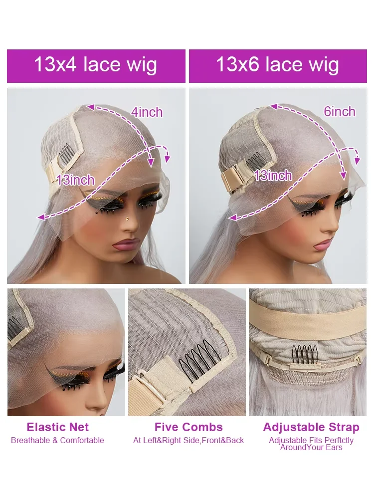 30-дюймовый серебристо-серый прямой парик из натуральных волос 13x4 с кружевной фронтальной частью, цветные парики из человеческих волос Hd, прозрачный кружевной фронтальный парик для женщин
