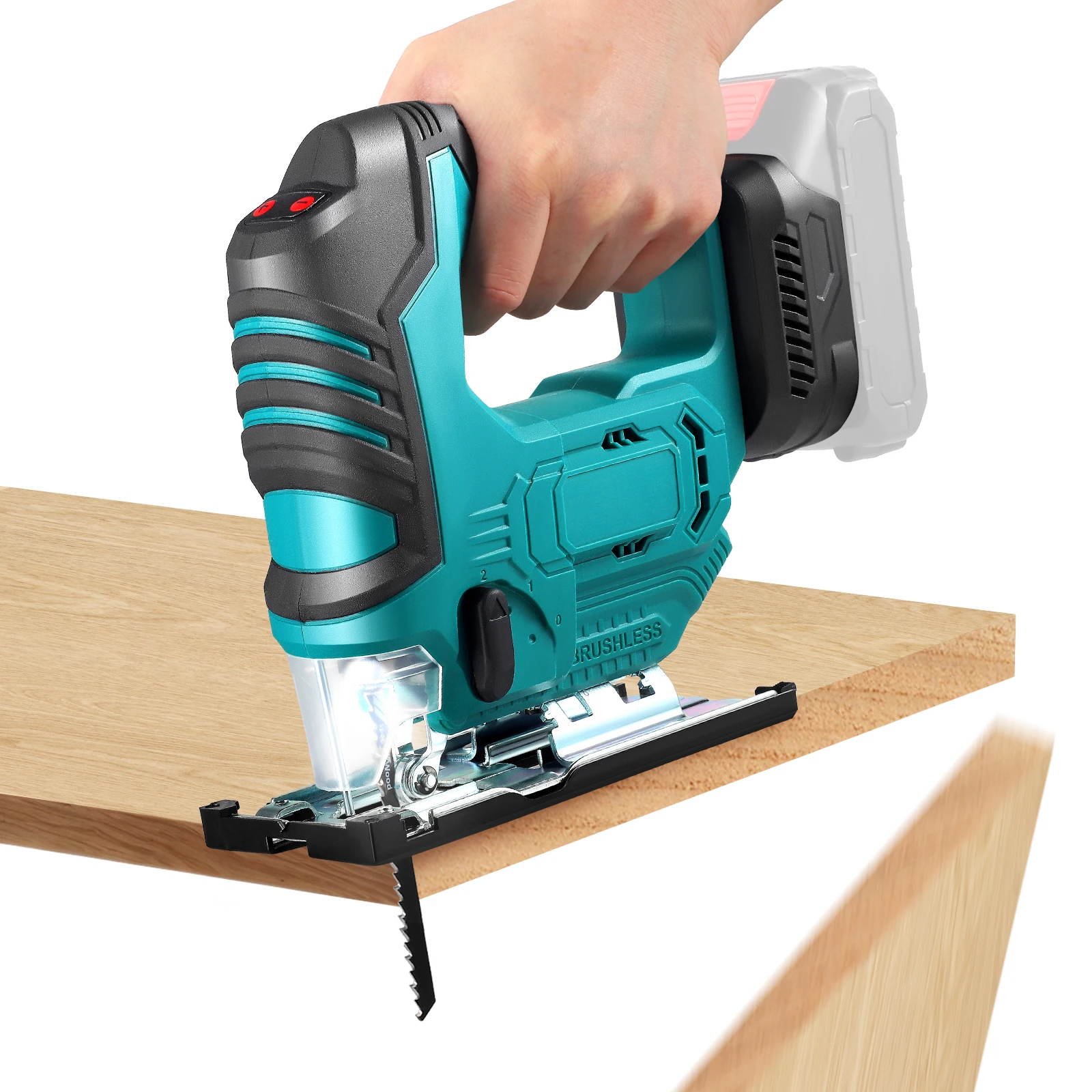 3500RPM Brushless Electric Curve Saw Infrared Laser Wireless Curve Saw Woodworking Tool For Makita 18V Battery Pin With 3-Position Orbital Settings, Adjustable Bevel (0-45°)