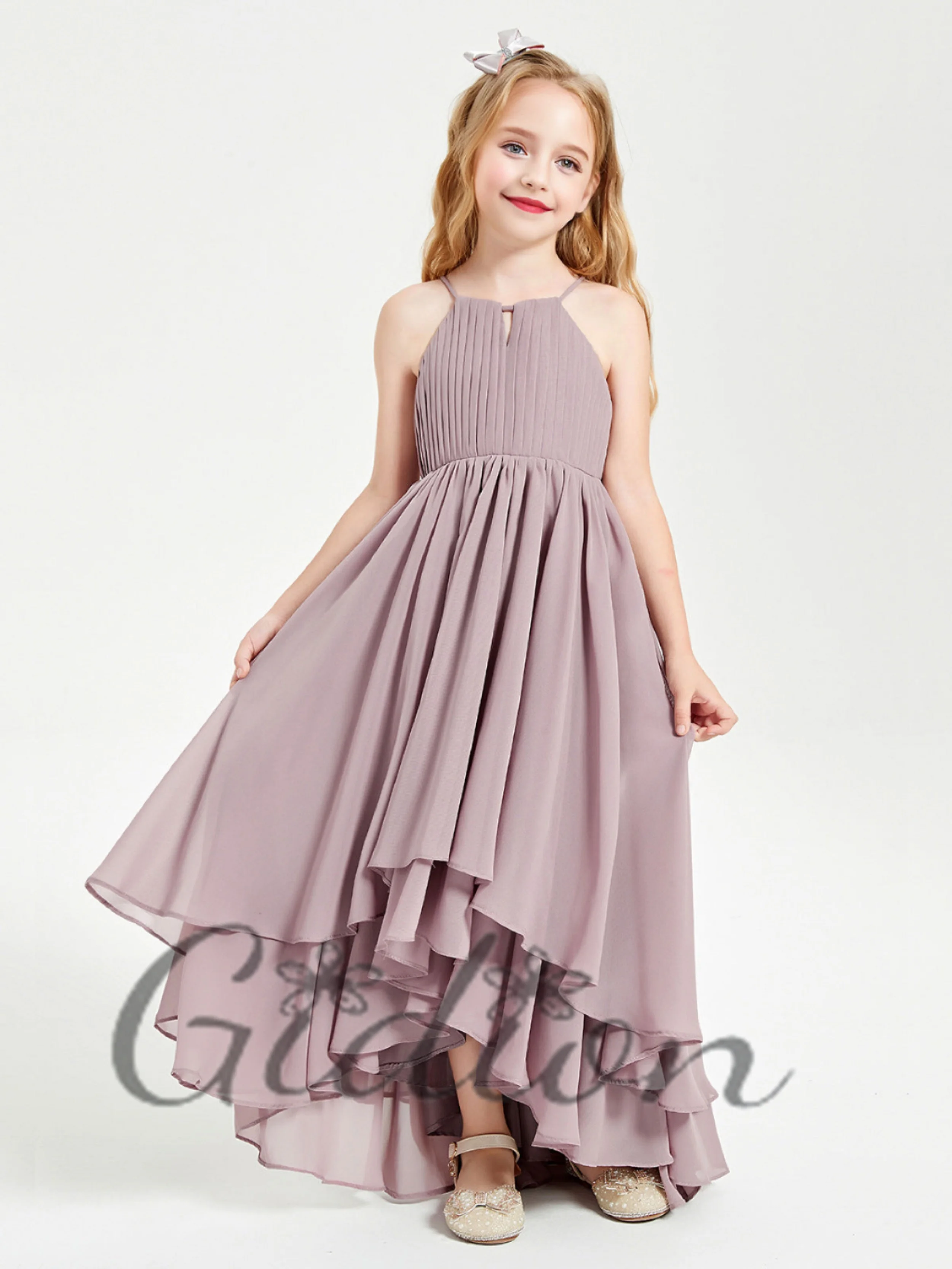 

Asymmetrical Chiffon For Kids Pageant Ceremony Wedding Birthday Evening Party Celebration Event Banquet Junior Bridesmadi Dress