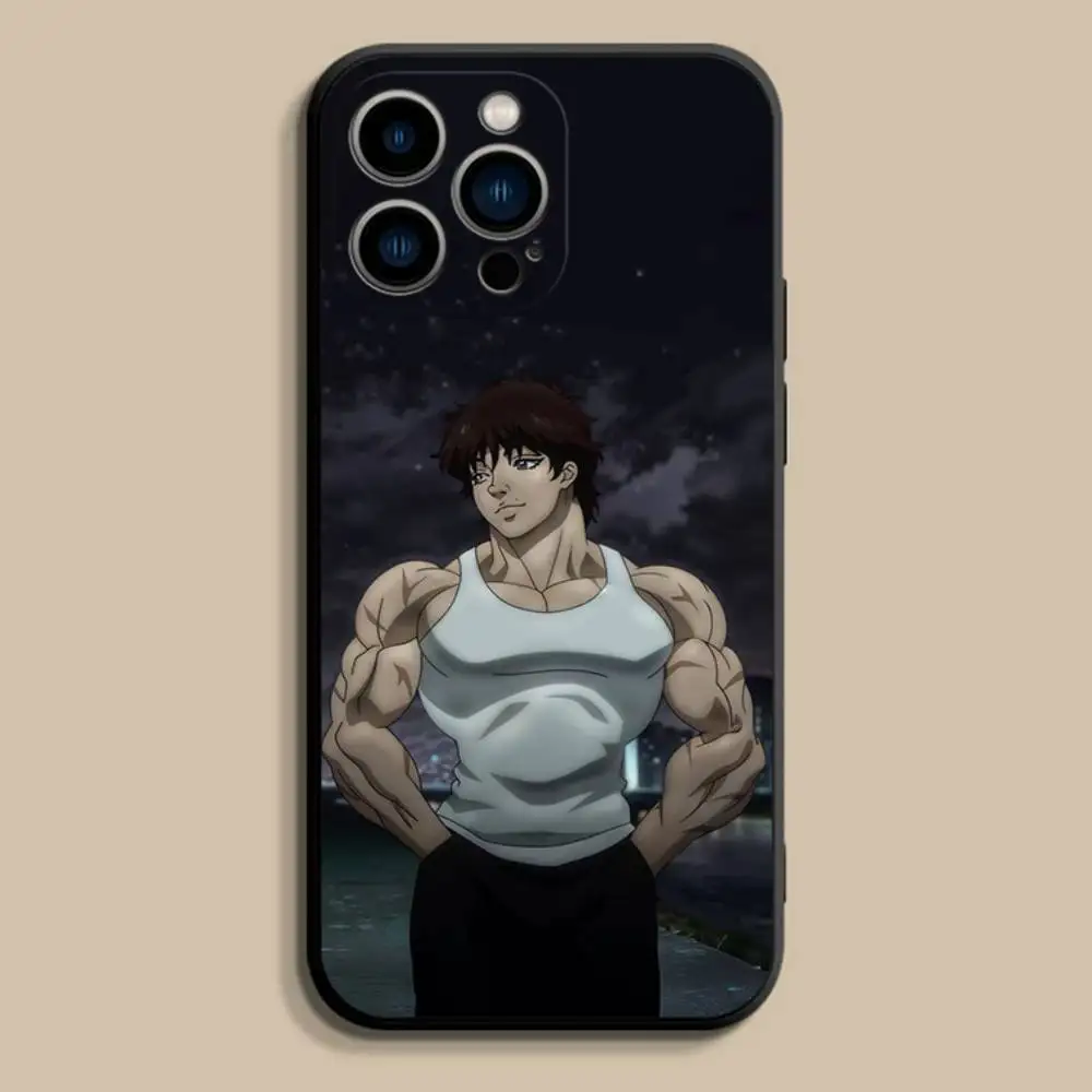 Anime B-Baki Coole Handyhülle für iPhone 17,16,15,14,13,12,Pro,Max,Plus,E,SE4,Air,Mini Schwarz Soft Cover