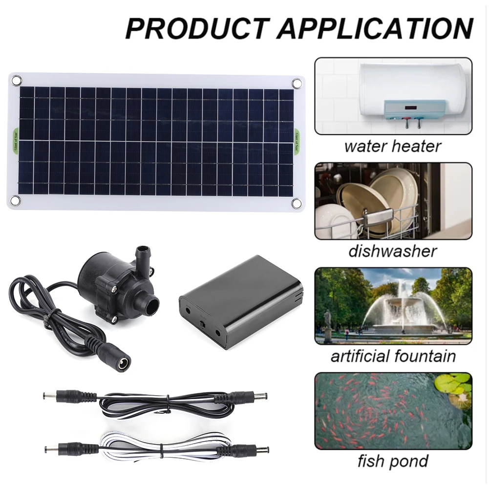 50W 800L/H Brushless Solar Power Water Pump Kit Ultra-quiet Submersible Water Pump Motor Fish Pond Garden Fountain Decoration