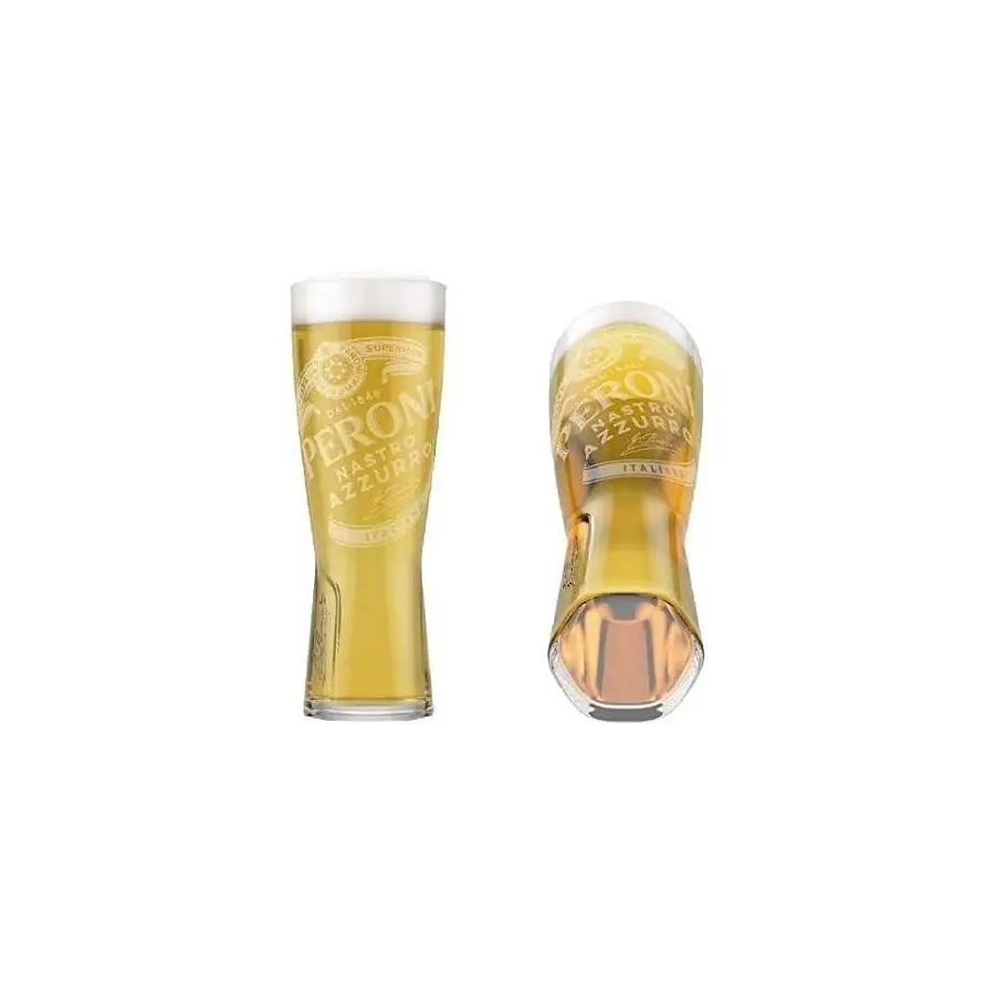 

Nastro Azzurra Italian Beer Glass, Clear Crystal, Curved Pilsner Shape, Premium Branded Bar Glassware 0.4 Liter Set of 22025 Edi
