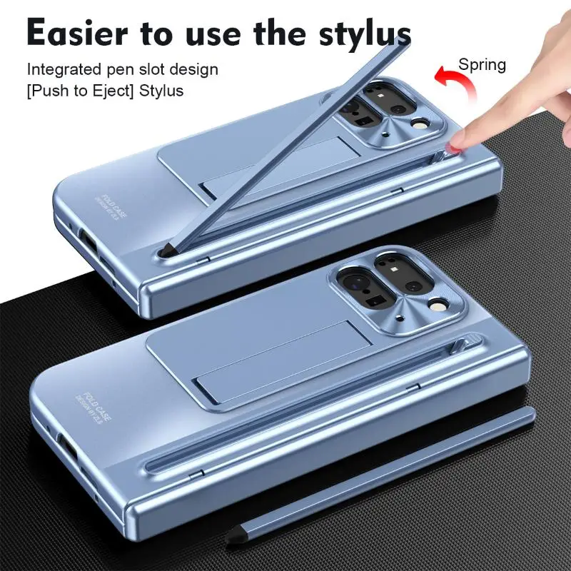 Premium Electroplating Stylus Phone Case For Google Pixel Fold 2 Integrated Holder Screen Protector Anti-drop Cover