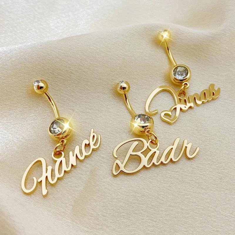 

Customized name, belly ring, gold nameplate, belly ring, personalized body jewelry, summer jewelry gifts