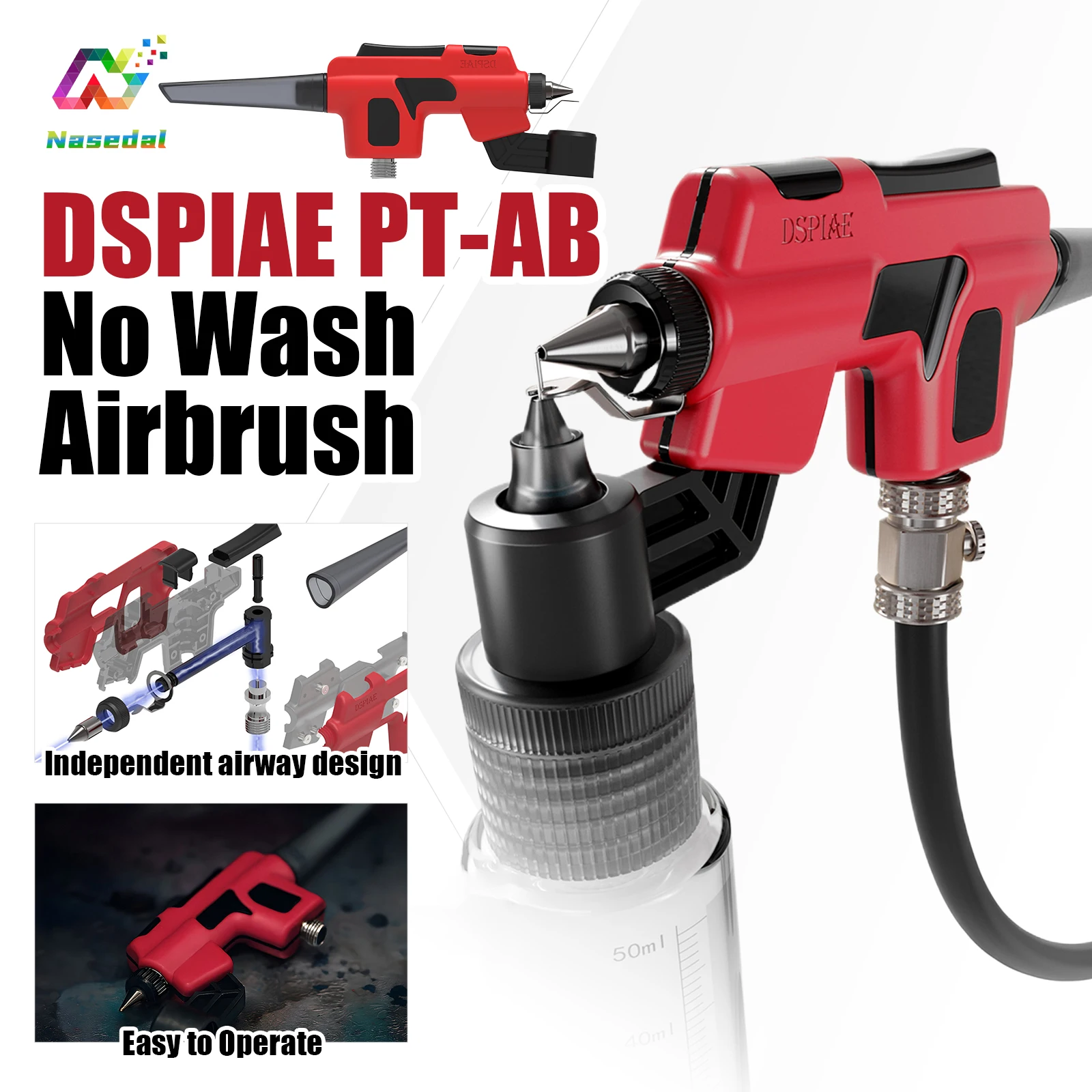 DSPIAE PT-AB Wash-Free Airbrush Set with Marker Rack for Gundam Scale Model Painting Tools Quick Paint Change Hobby DIY Tools