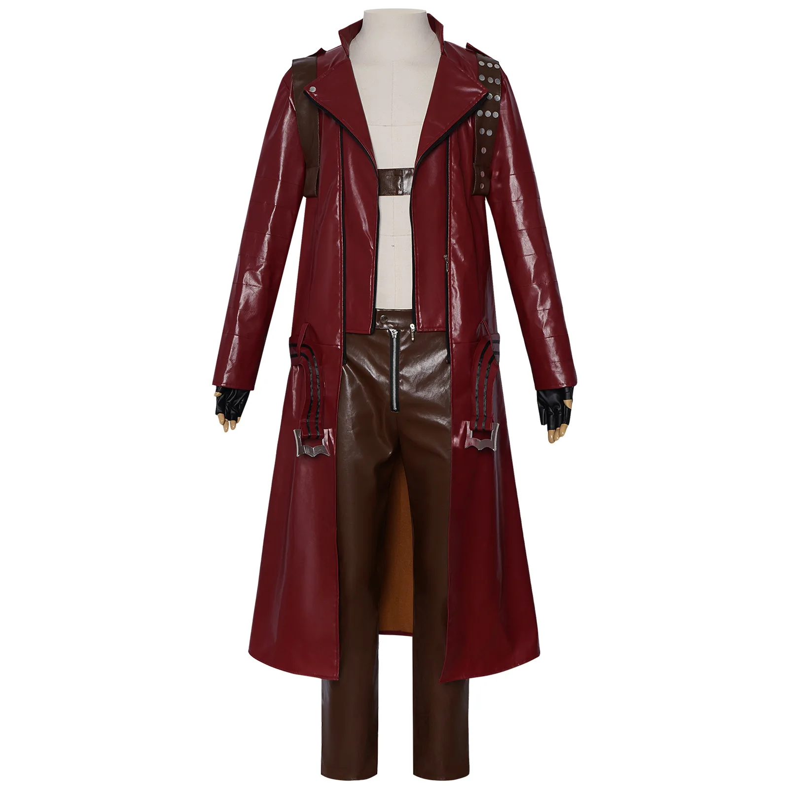 

Devil Cos May Cry 3 Cosplay Costumes Dante Men's Game Uniforms Red Long Poncho Jacket Set Halloween Carnival Costumes