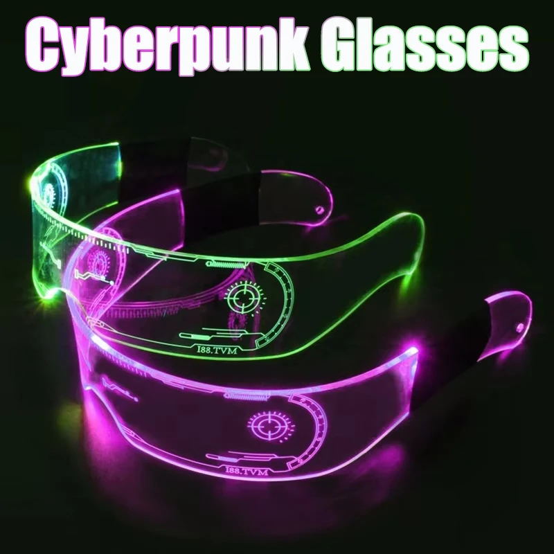 

Cyberpunk Electric LED Glasses Sensation Glasses Bar Dance Party Music Festival Decoration Young For Man Children Birthday Gift