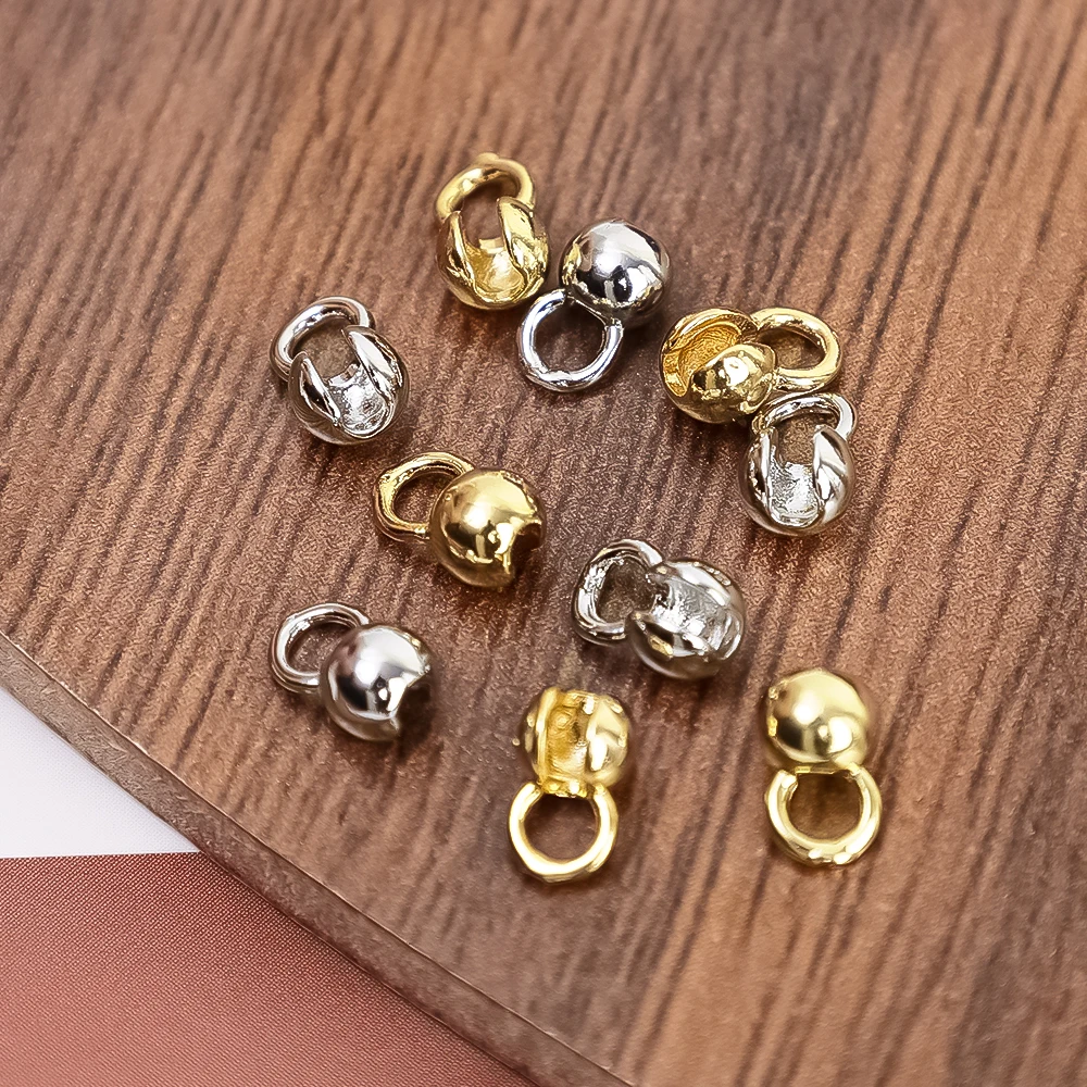 10Pcs DIY Bead Tip Ball Chain Connector 18K Gold Plated Crimp End Bead Findings DIY Bracelets Necklace Jewelry Making Supplies