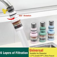 5Pcs 6-Layer Filter Faucet Filter 360 Degree Rotatable Universal Filter Water Purifier Shower Head Removable
