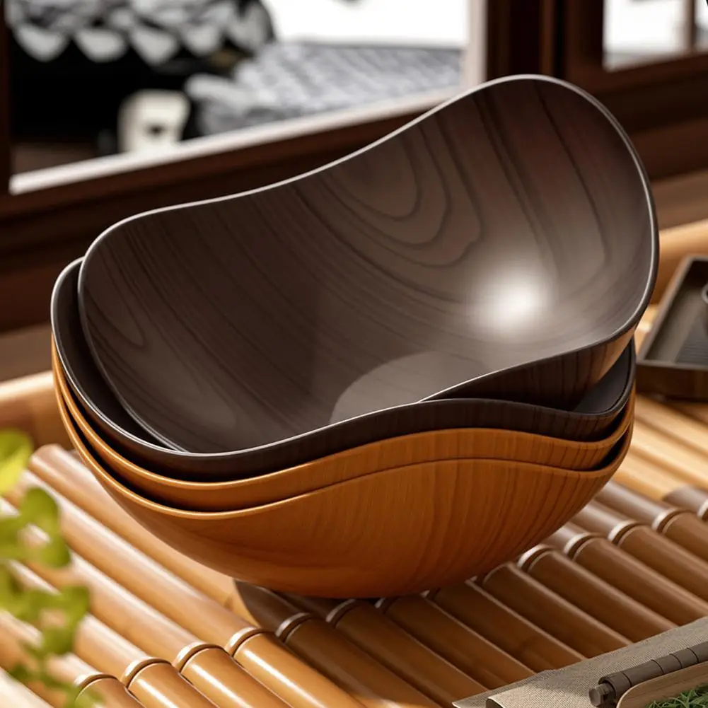 Creative Plastic Dining Plate Fruit Tray Imitation Wood Grain Reusable Household Food Plate Desktop Snack Picnic Plate 2026