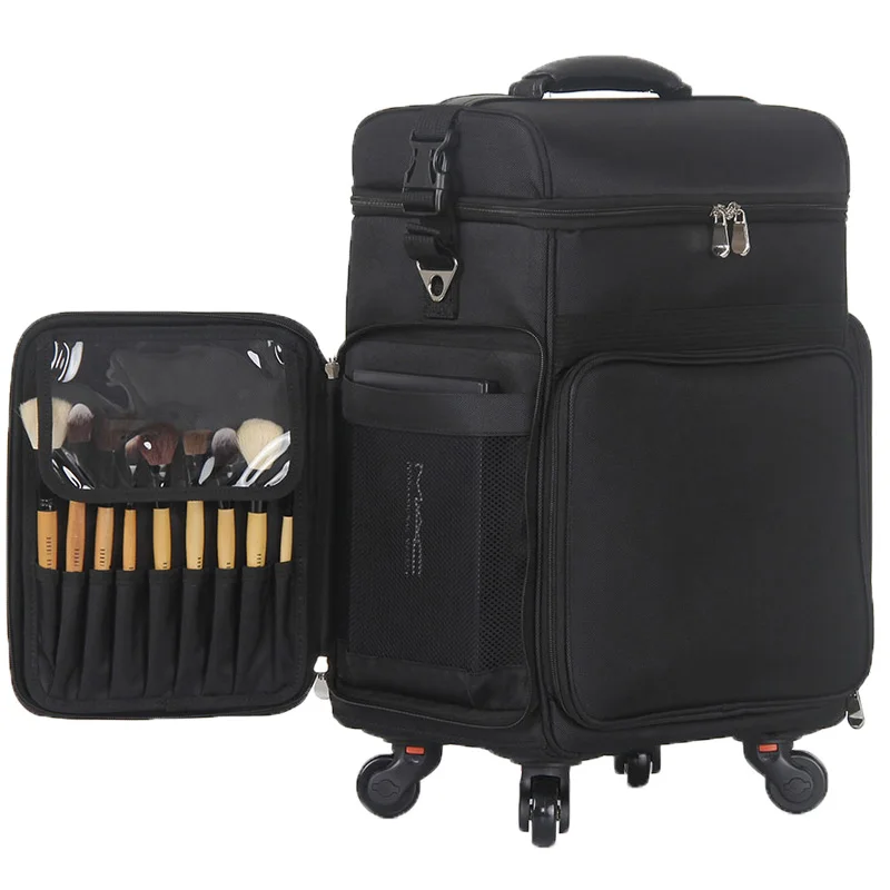 Professional makeup box trolley embroidery nail toolbox Oxford luggage bag beauty salon nail jewelry makeup suitcase