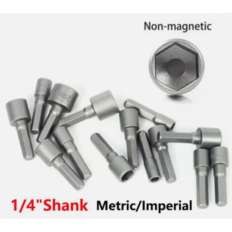 

1Pcs Power Nuts Driver Drill Bit 1/4" Hex Shank Metric/Imperial Socket Adaptors Chromium-vanadium Steel Total length 36mm