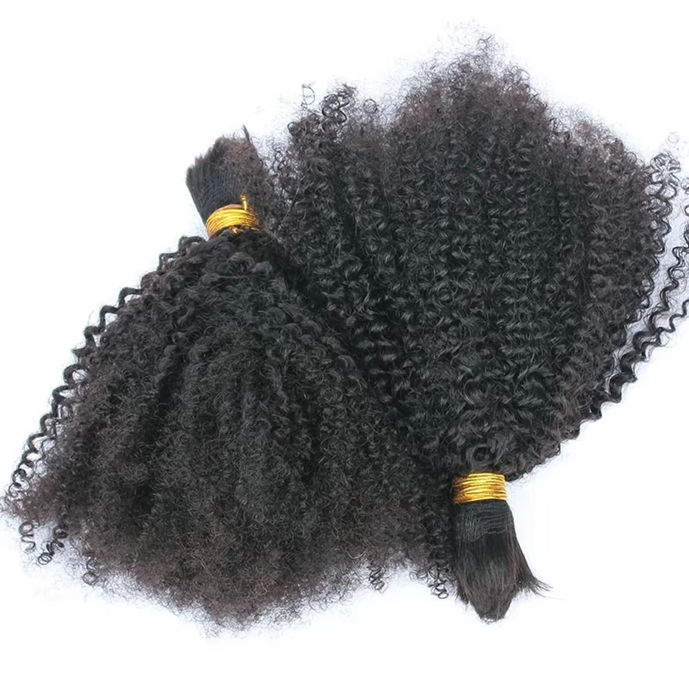 8-30 Inch Cheap Afro Kinky Curly With Bulk Extension Braid Single Donor Raw Virgin Hair Unprocessed 100% Bulk Human Hair Bundles image 2
