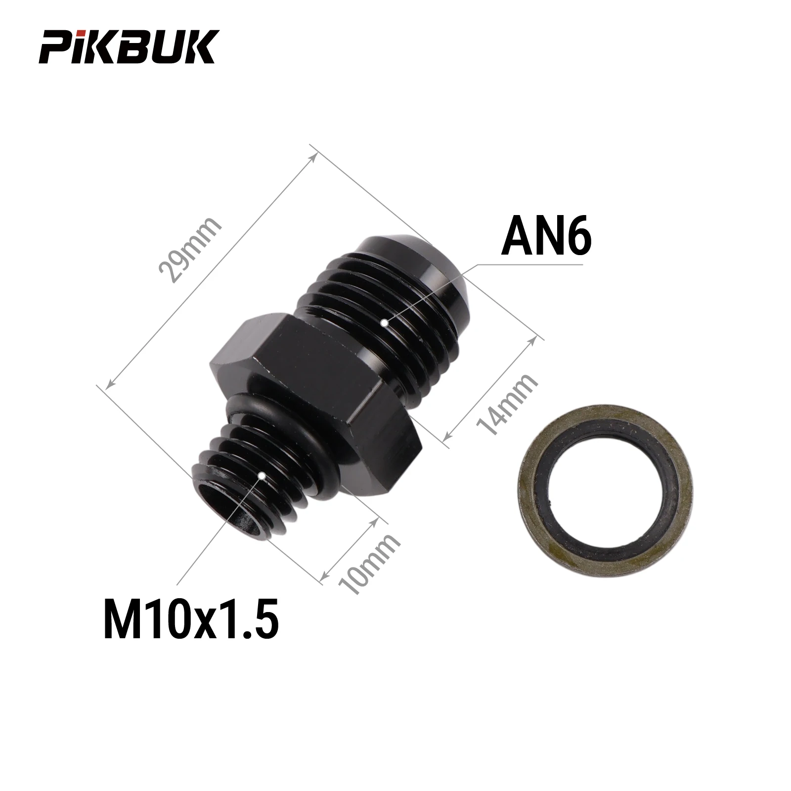 PIKBUK Aluminium AN6 AN8 AN10 AN12 auf M10/12/14/16/18/20/22x1.5 Adapter Flare-Fitting Auto-Schlauchanschluss Stecker Ölkühler-Anschluss