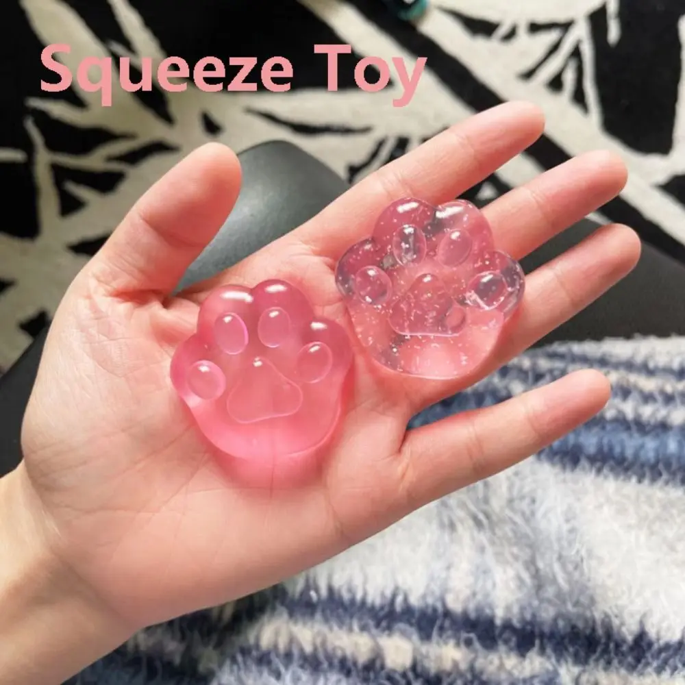 Stress Relief Fidget Toy Kawaii Cat Paw Transparent Cube Ice Cube Toys Fish Ice Block Squeeze Toy Party Favors