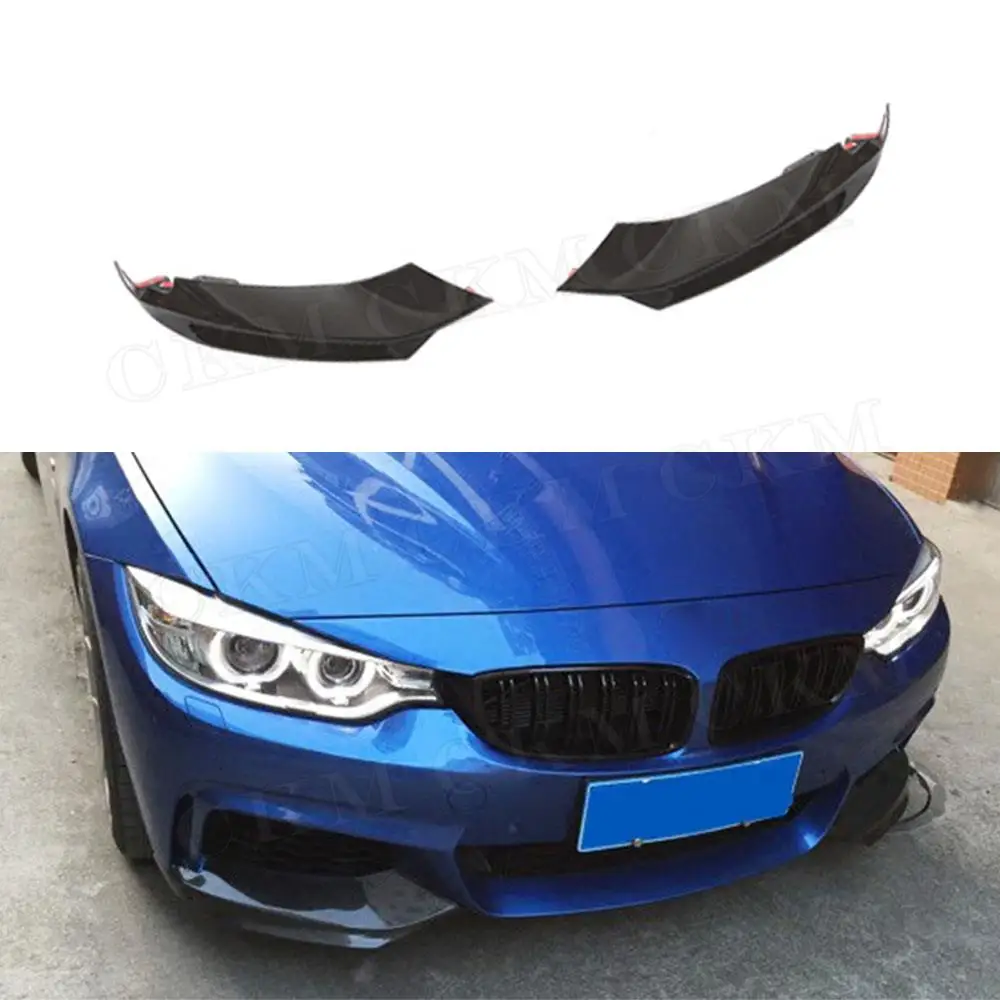 

2PCS ABS Glossy Black front bumper splitters canards for BMW 4 series F32 F36 M sport 2014 UP