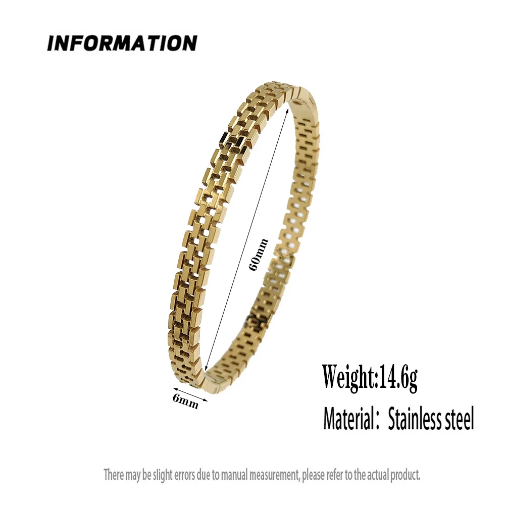 New stainless steel Great Wall pattern gold-plated bracelet, classic O-shaped silver bracelet for women, wedding party jewelry