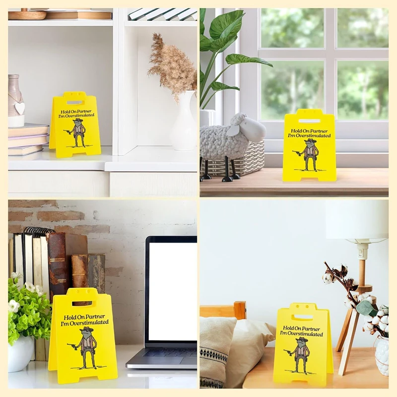 Hold On Partner I'm Overstimulated Desk Sign Desk Decor Funny Desk Sign Office Decor for Women Coworkers