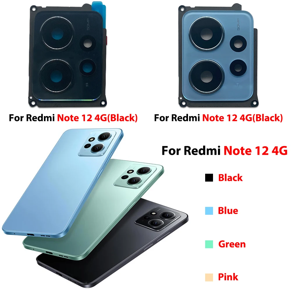 Rear Back Camera Glass Lens With Frame For Xiaomi Redmi Note 12 5G Note 12 Pro Plus Note 12 4G Replacement Part with Adhesive