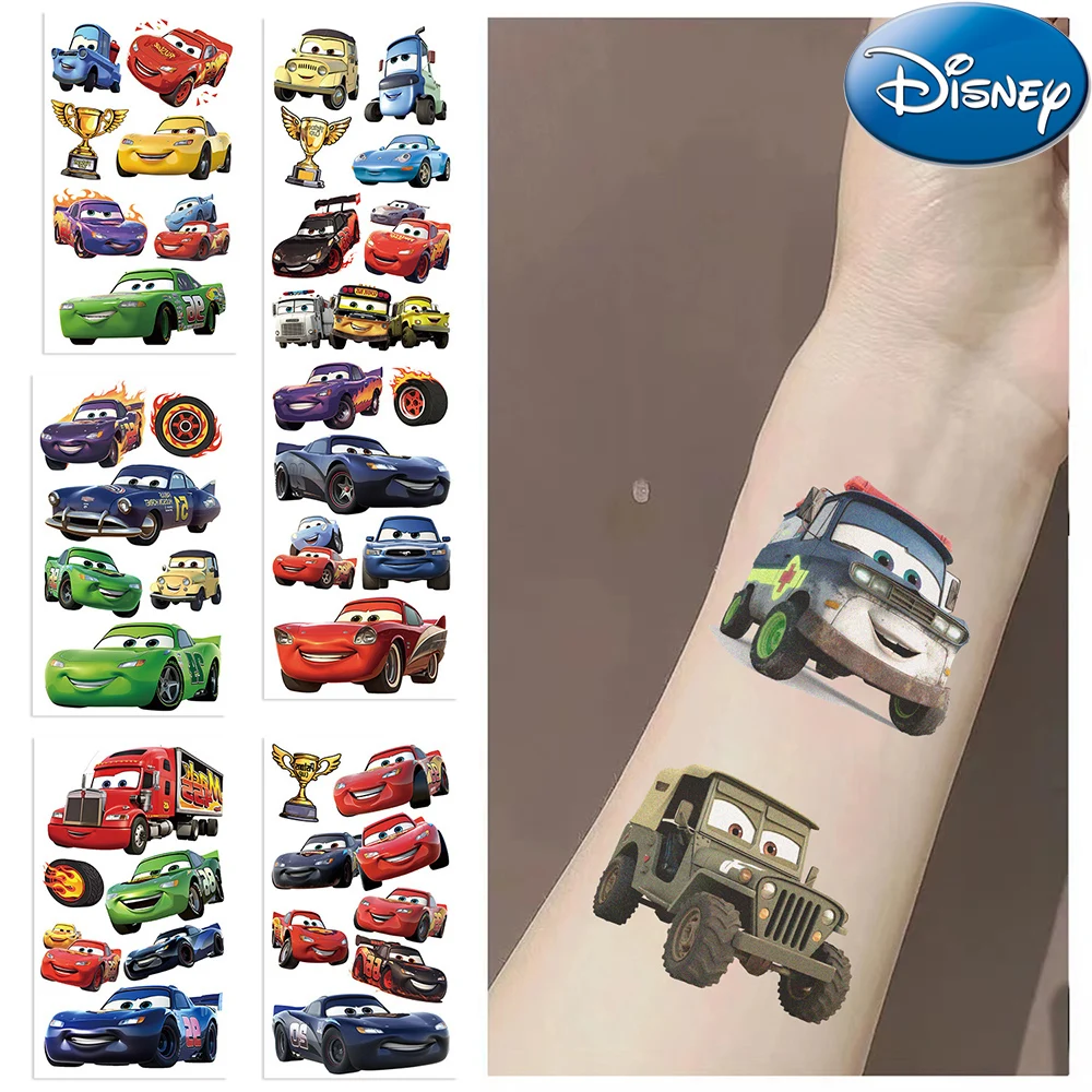 

10pcs Cool Disney Anime Cars Tattoo Stickers Cartoon Lightning McQueen Waterproof Temporary Tattoos Decals Kids Party Decoration