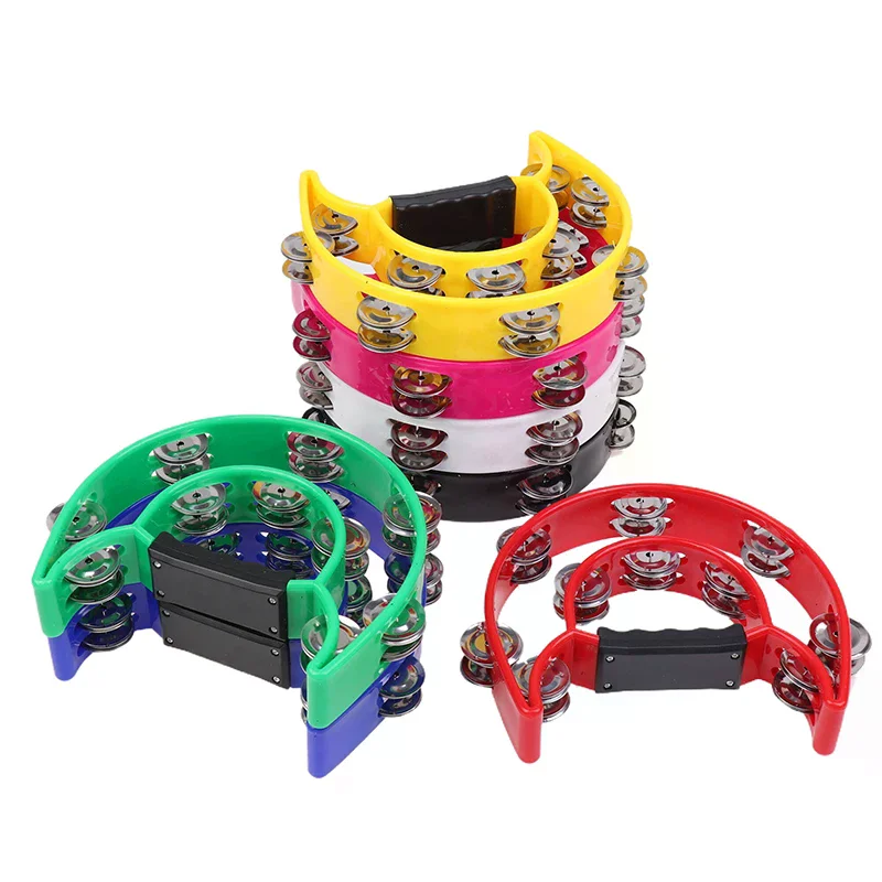 Campana a mano Doppia fila Sonaglio Orff Tamburello Doppio strato Campana a mano Tamburo Strumento a percussione Maniglia Jingle Bell Giocattolo educativo