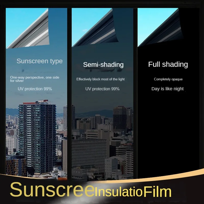 

Full Shading Heat Insulation Film Glass Sticker Balcony Window Shading Sun Protection Household Opaque Film Privacy Anti-peeping