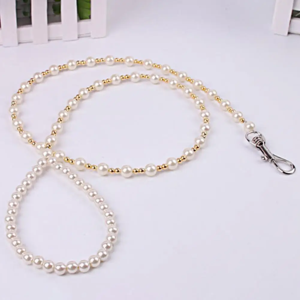 

Strong Alloy Hook Exquisite Pearls Beads Dog Harness Leash Set for Small Pets Stylish Luxury Walking Traction with Fine