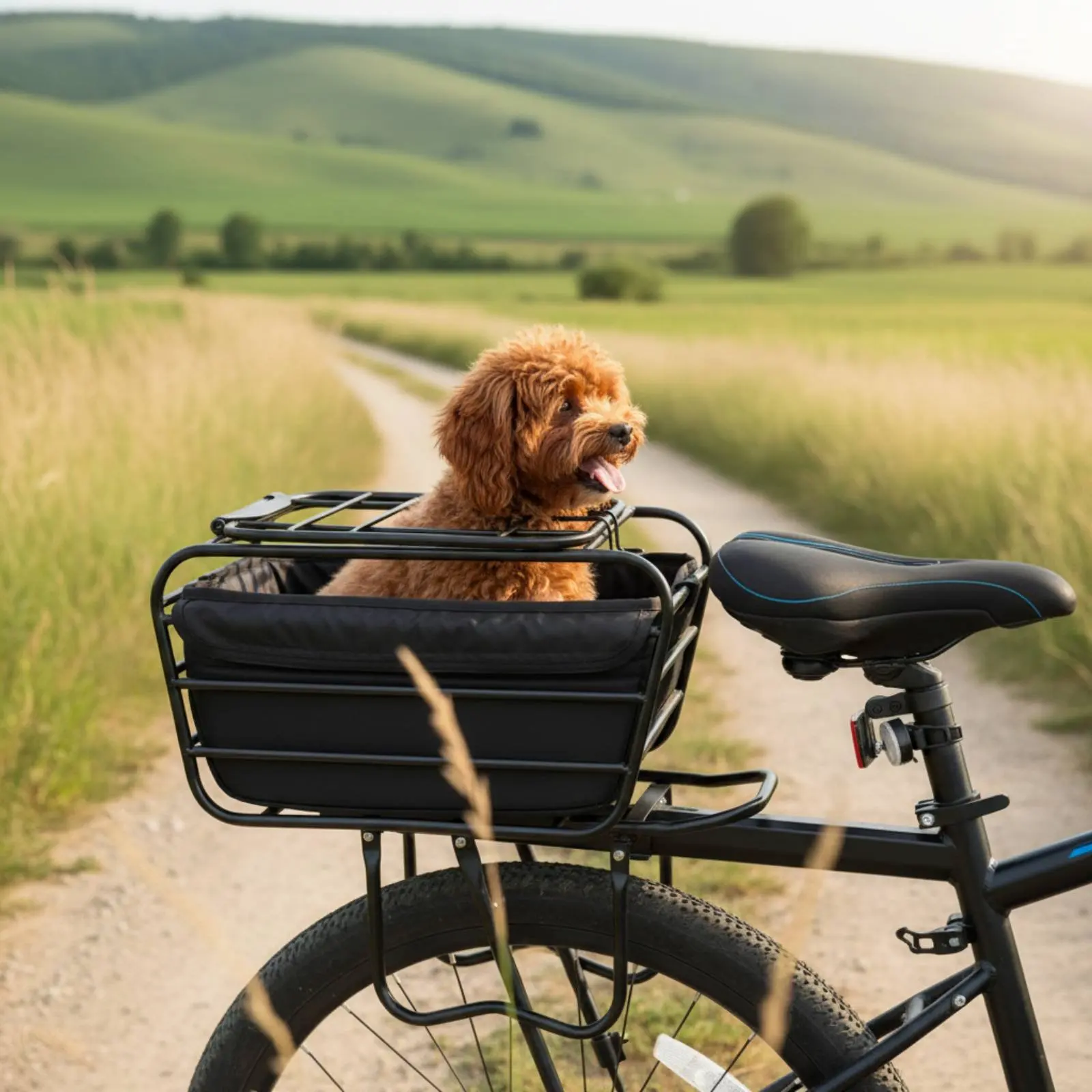 Cycle Dog Carrier Sturdy Duty Pet Carrier Bike Basket Rear Mount Storage Basket Versatile Foldable Design for Shopping - view 6
