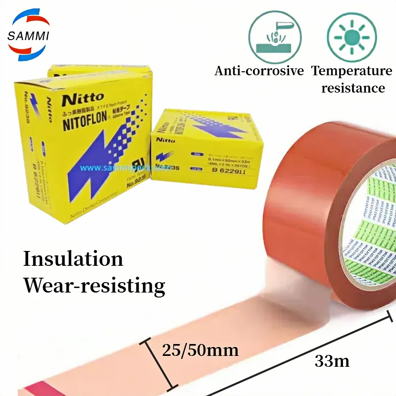 

Japan Nitto Tape 923S 25MM 50MM Laminating Machine High Temperature Resistant Tape Wear-resisting Insulation PTFE Tape ﻿