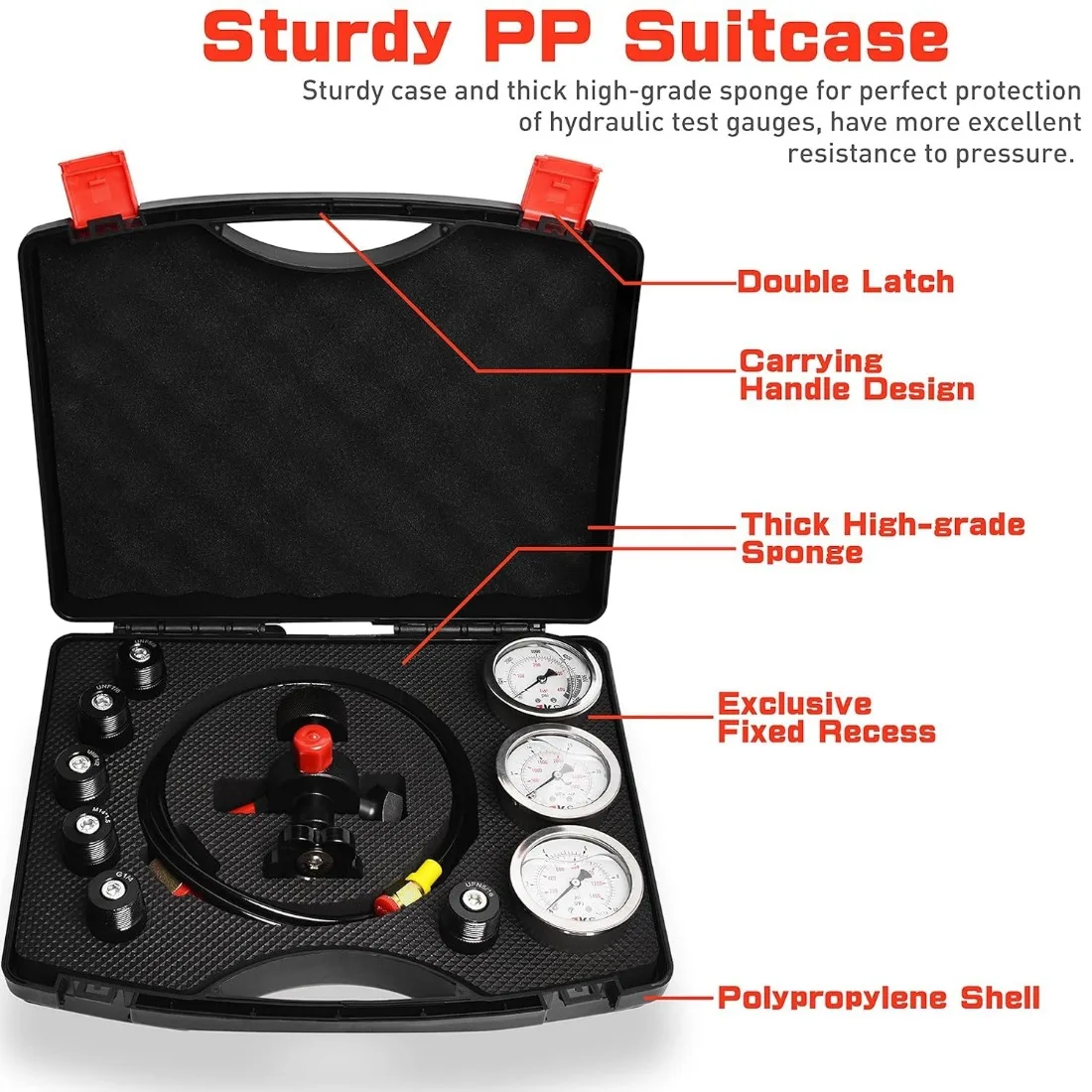 Hydraulic Nitrogen Accumulator Charging Kit, Nitrogen Fill Kit with Case, Nitrogen Charging System Gas Charging Tools